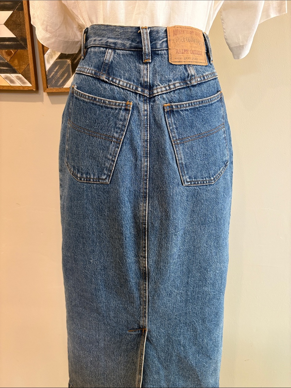 Vintage Ralph Lauren Country 90s Long Denim Blue Jean Skirt size 8 - Picture 6 of 14